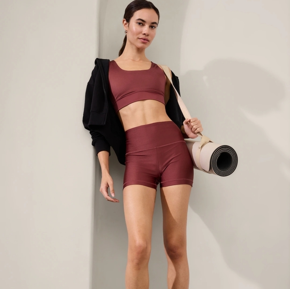 Athleta Maroon Blush High-Rise Athletic Bike Shorts SM 3”